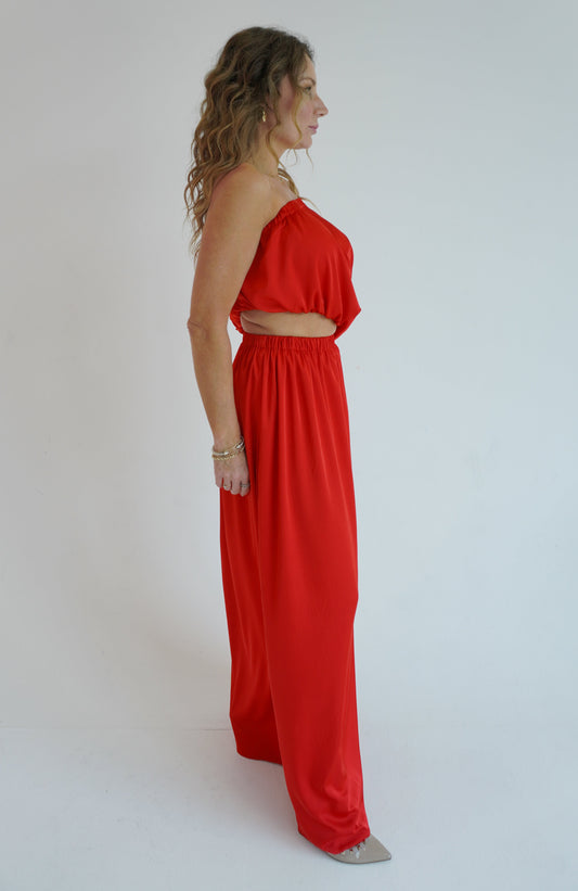 Kelly’s Asymmetrical Dress - Cherry Red