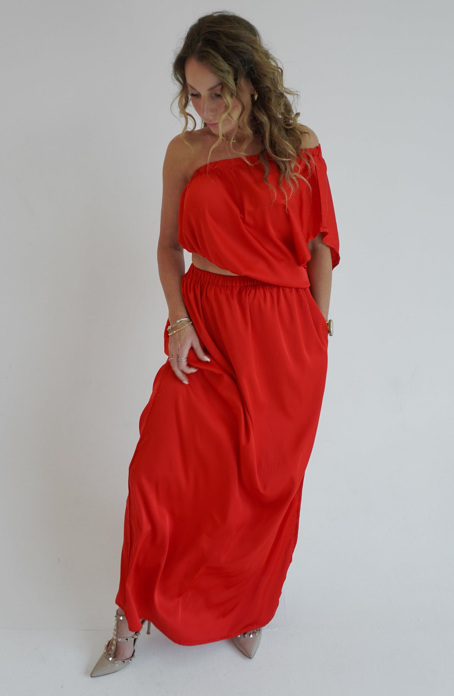 Kelly’s Asymmetrical Dress - Cherry Red
