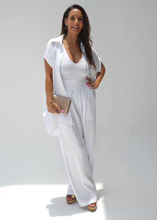 Regan's 3-Way Combo - Trousers & Sleeveless Shirt Set - White