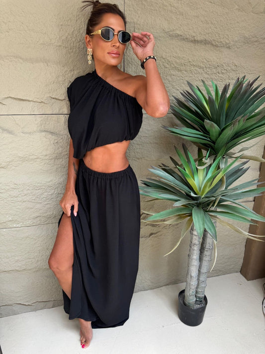 Kelly’s Asymmetrical Dress - Black