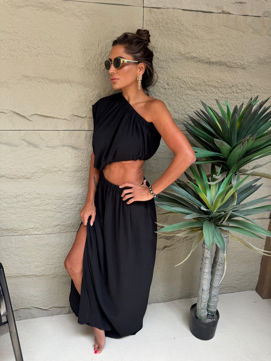 Kelly’s Asymmetrical Dress - Black
