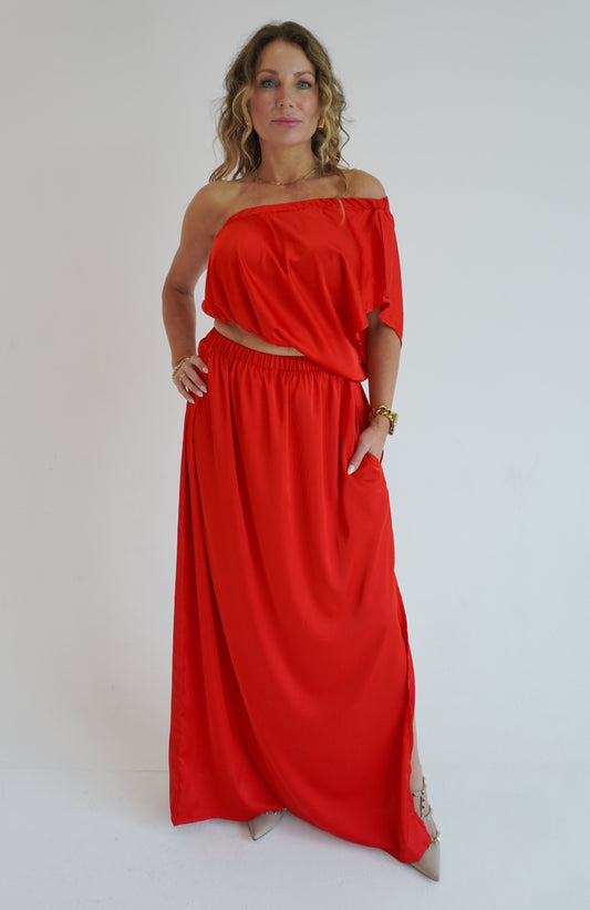 Kelly’s Asymmetrical Dress - Cherry Red